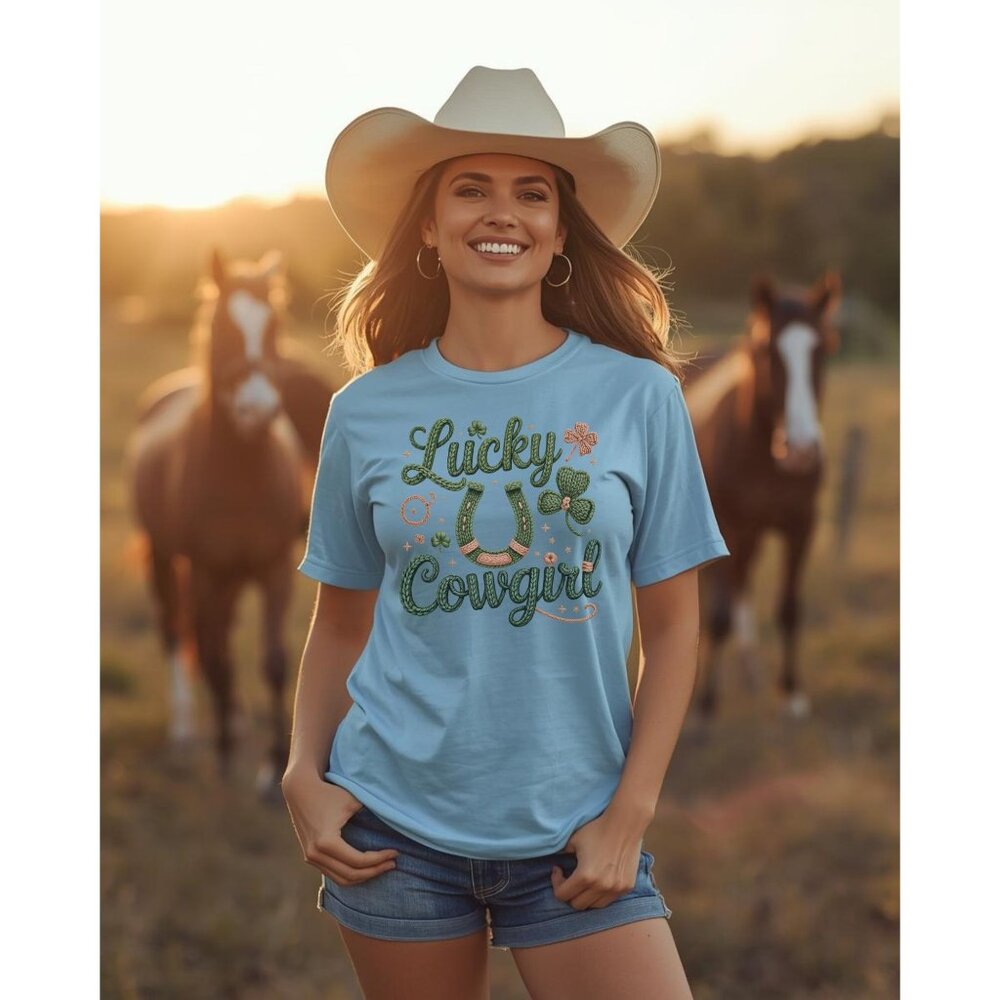 Lucky Cowgirl Western Graphic Tee – Women’s Country Rodeo Boutique Shirt - Picture 4 of 11